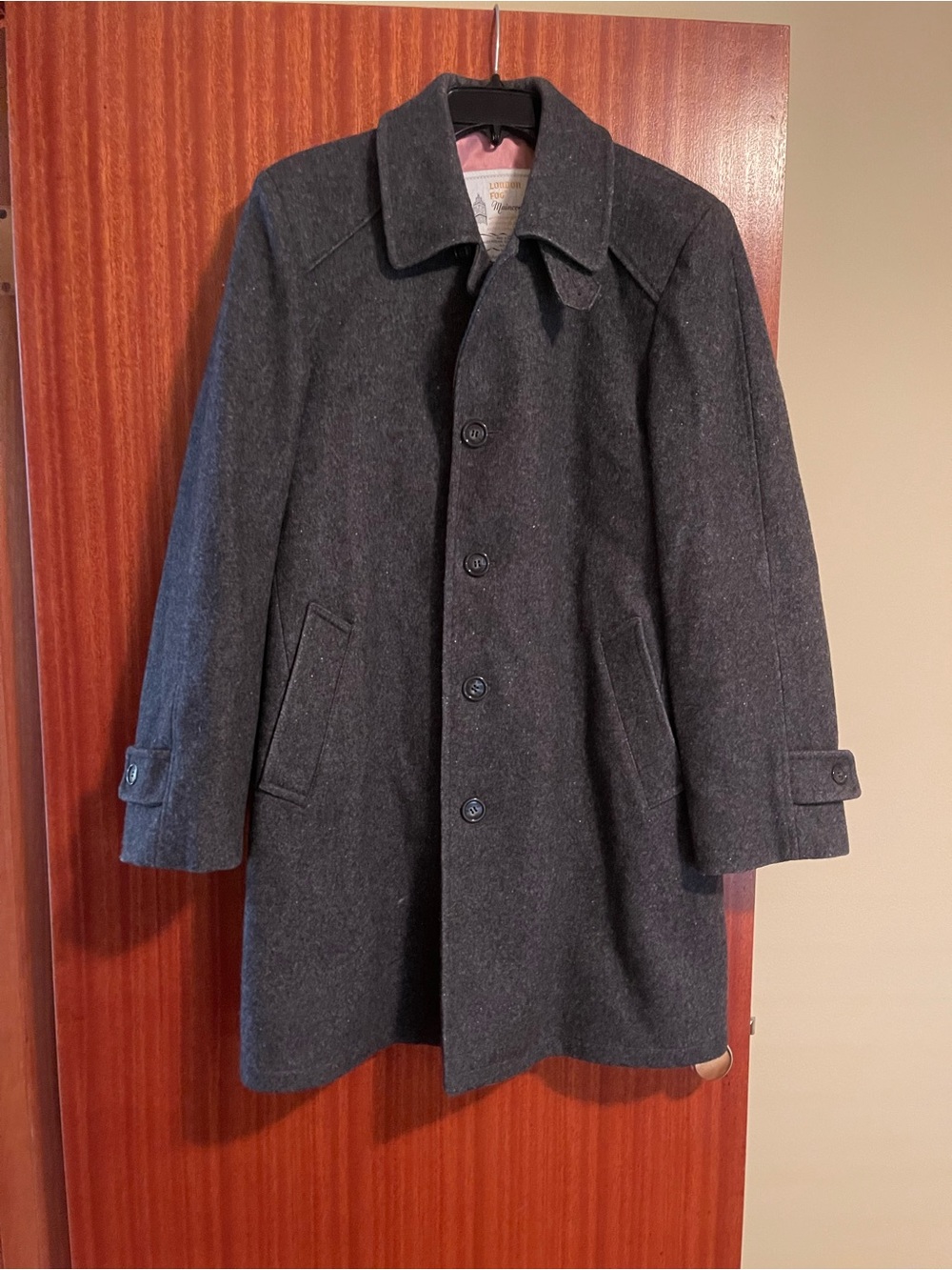 London Fog Men's Charcoal Gray Wool Pea Coat